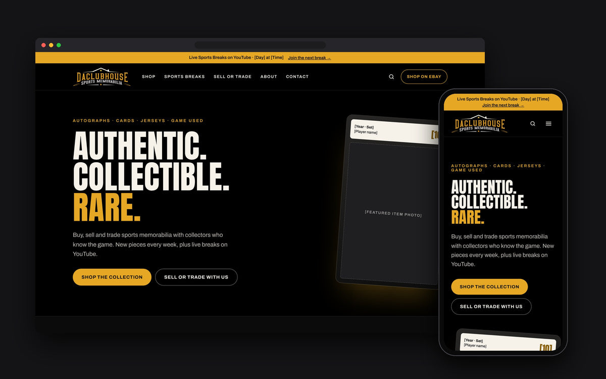 Homepage concept on desktop and mobile.