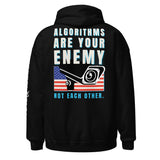 Algorithms Are Your Enemy Hoodie in black, back view