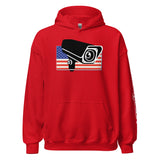 Algorithms Are Your Enemy, Not Each Other Hoodie in red, front view