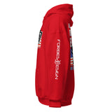 Algorithms Are Your Enemy Hoodie in red, left side view