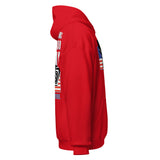 Algorithms Are Your Enemy Hoodie in red, right side view